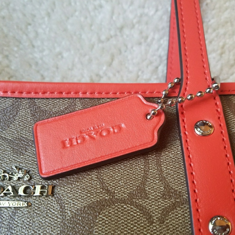 Coach tote bag f58292 bright orange - Picture 3 of 8